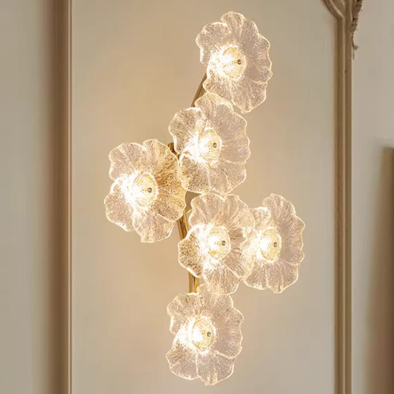 Warm white 6 flowers glass wall lamp creative design flower lamp