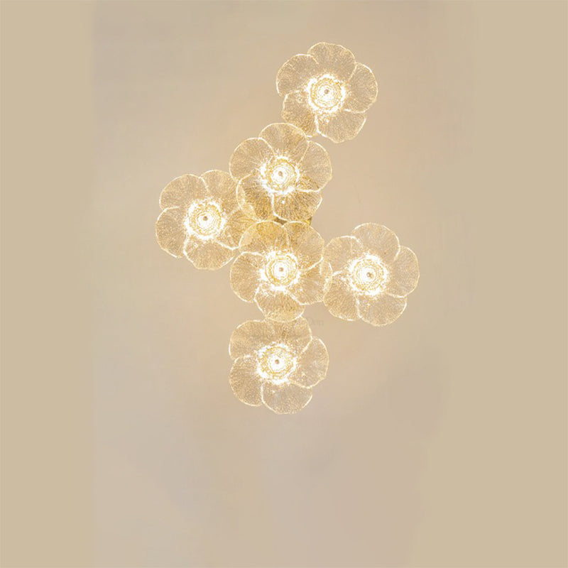 Warm white 6 flowers glass wall lamp creative design flower lamp