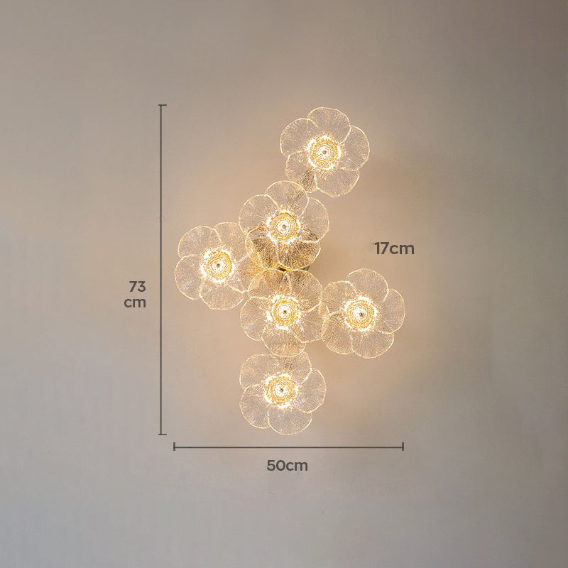 Warm white 6 flowers glass wall lamp creative design flower lamp