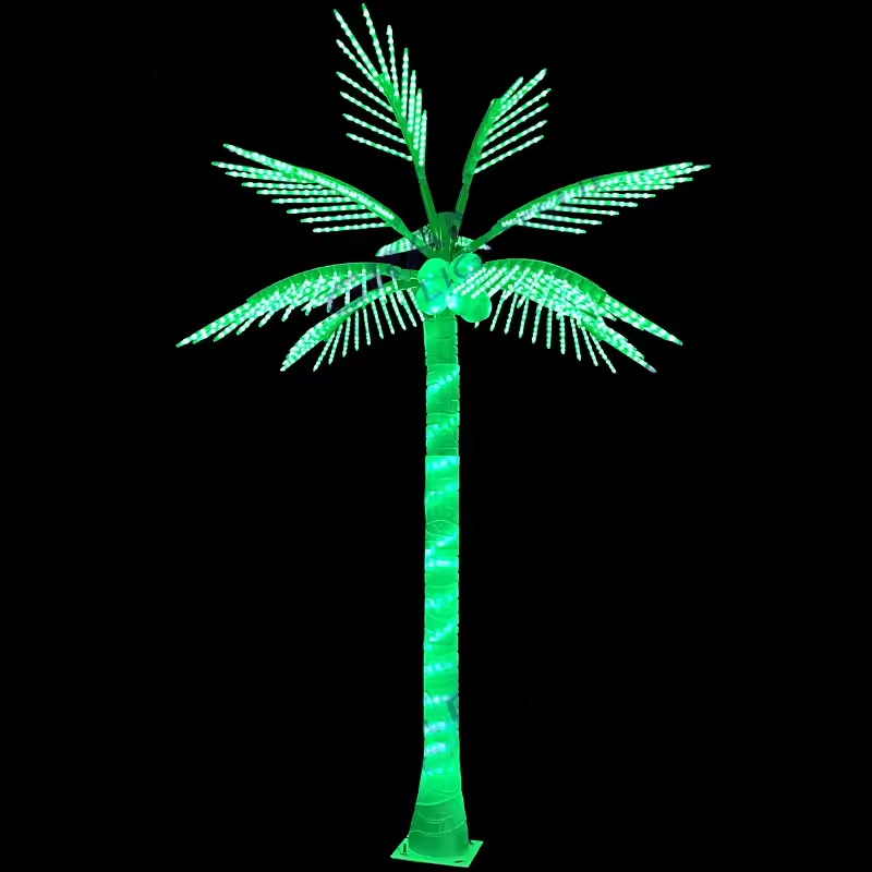 Green color option for IP65 outdoor LED palm tree light, tropical decorative lighting for gardens