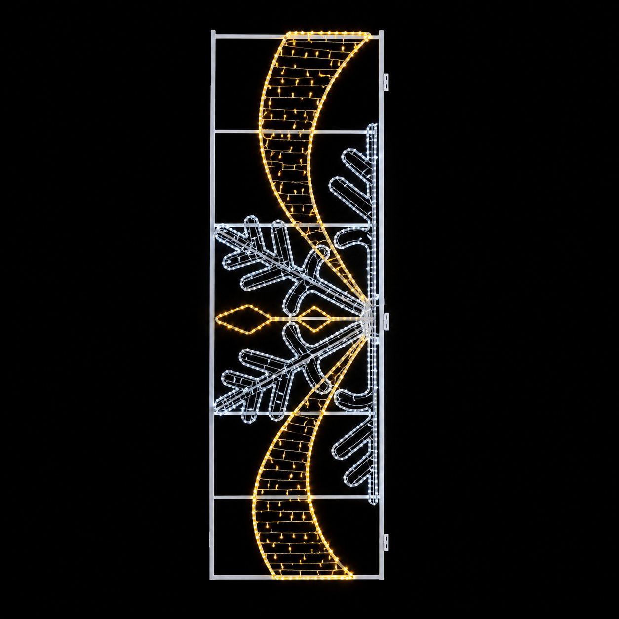 Outdoor snowflake ribbon Christmas street pole LED motif light with warm white and cool white LEDs