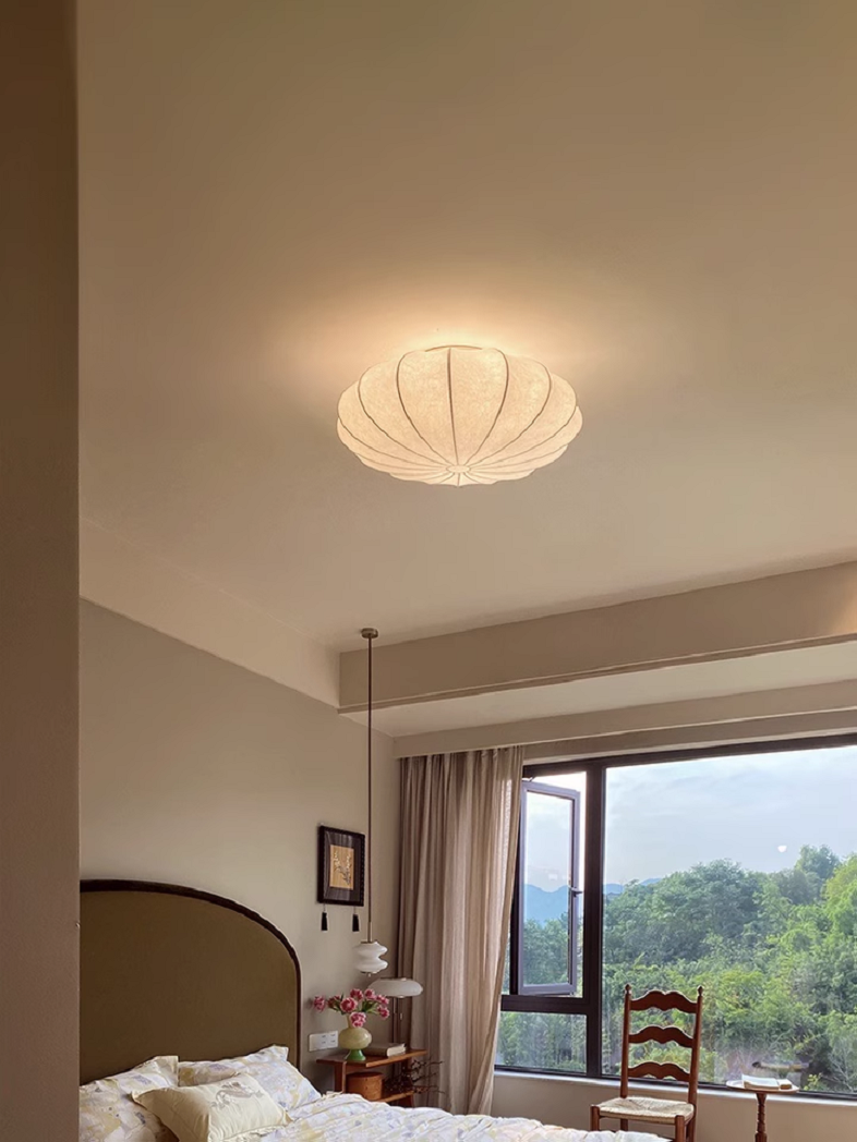Silk lampshade pendant light white Ceiling Light Fixtures