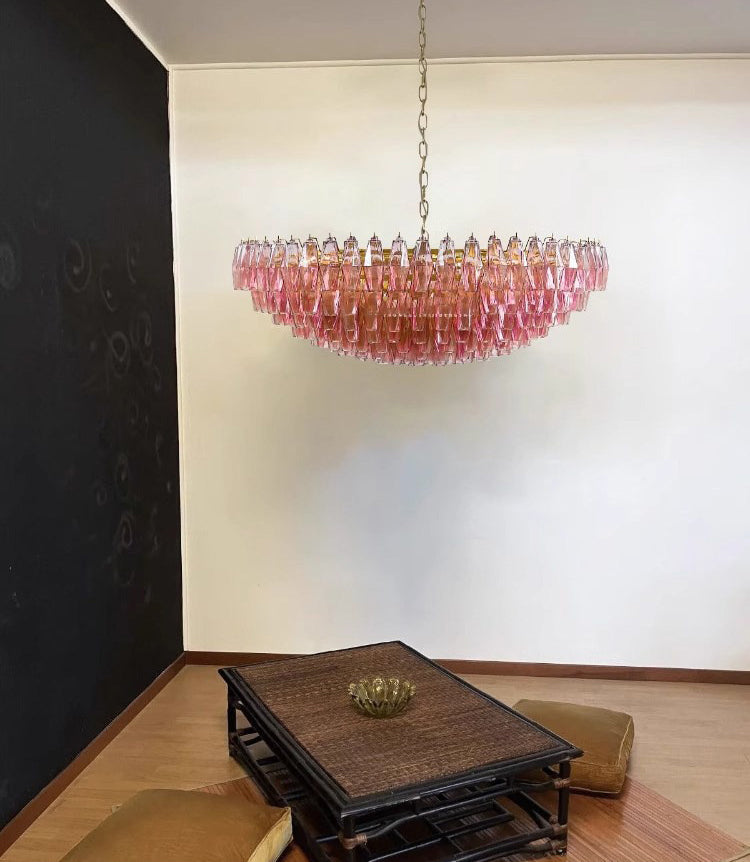 Pink Poliedri Murano designer living room chandelier dining room hotel lamp