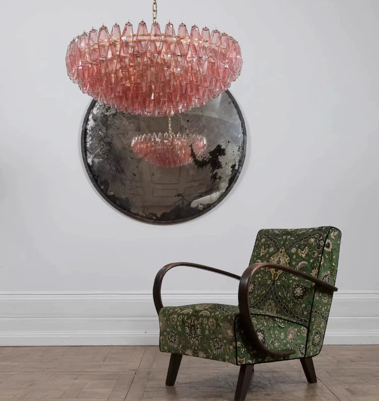 Pink Poliedri Murano designer living room chandelier dining room hotel lamp