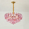 Pink Poliedri Murano designer living room chandelier dining room hotel lamp