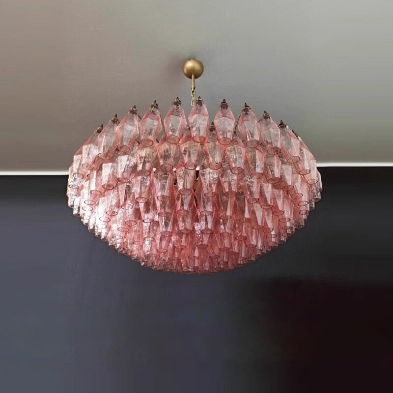 Pink Poliedri Murano designer living room chandelier dining room hotel lamp