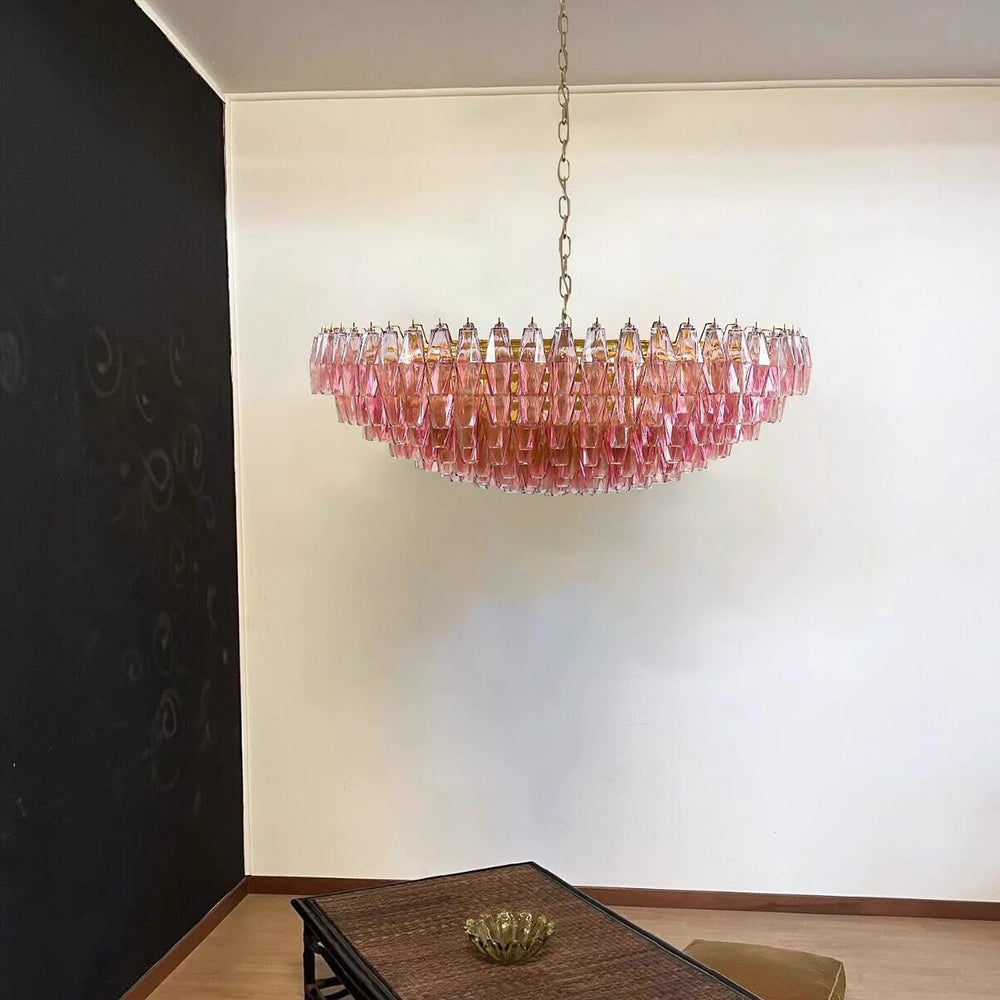 Pink Poliedri Murano designer living room chandelier dining room hotel lamp