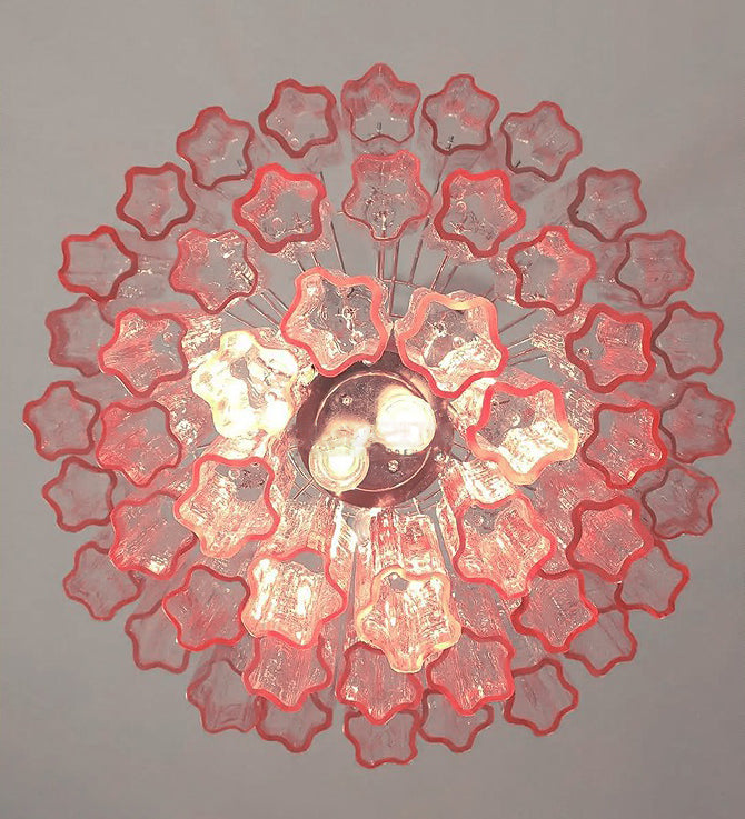 Vintage murano star tube glass chandelier Pink
