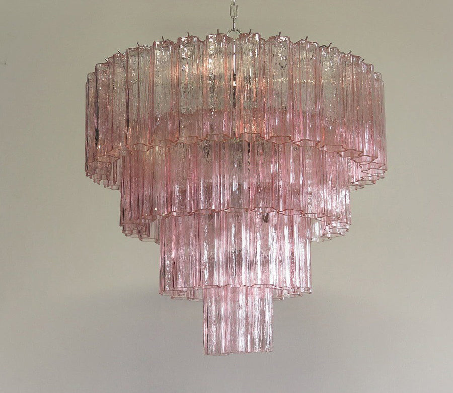 Vintage murano star tube glass chandelier Pink