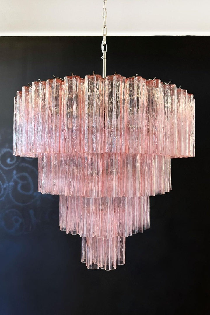 Vintage murano star tube glass chandelier Pink
