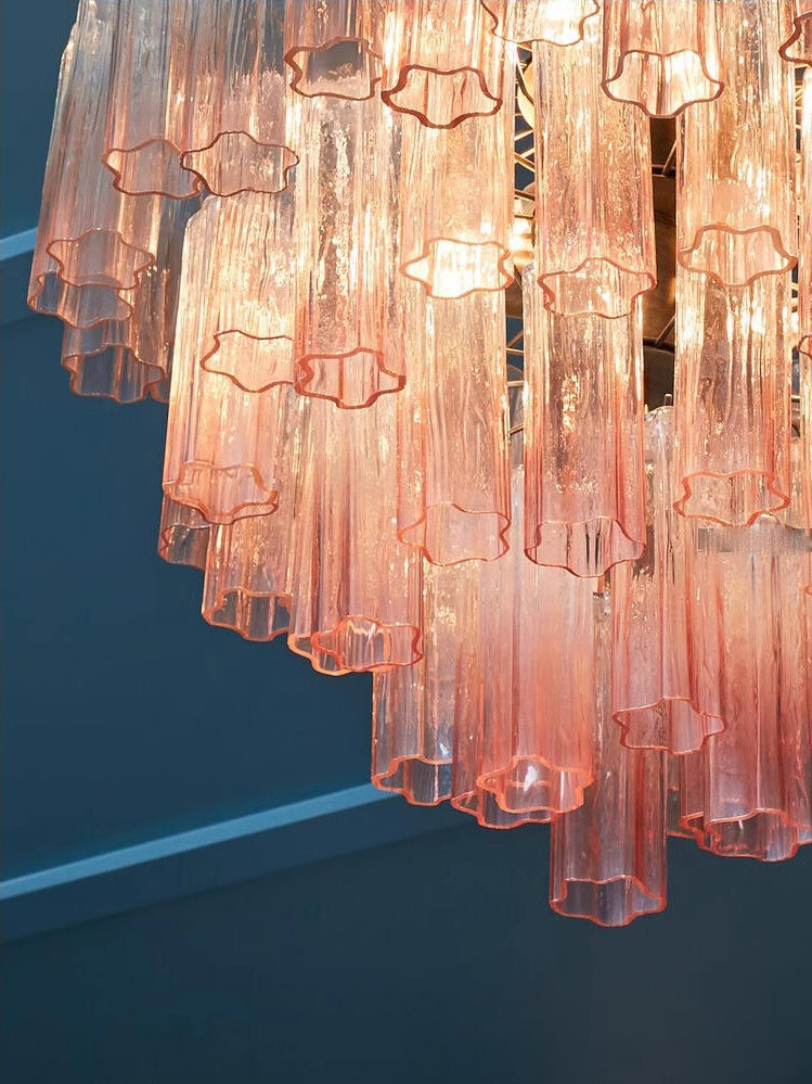 Vintage murano star tube glass chandelier Pink
