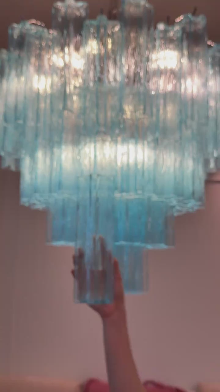 Vintage murano star tube glass chandelier Blue
