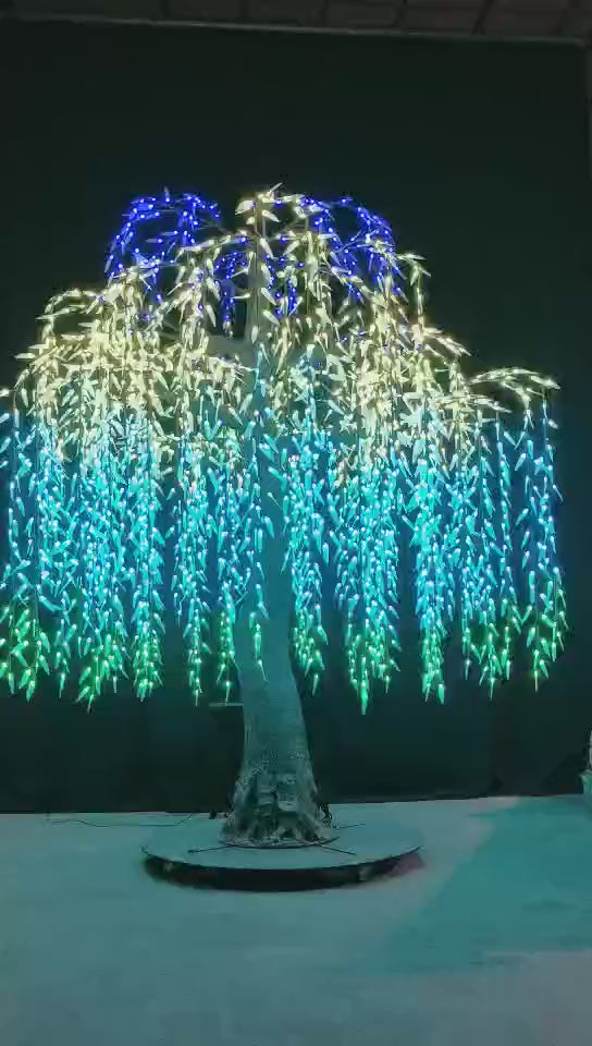 DMX512 smart controlled Multi color large outdoor LED willow tree lights 11ft (3.5m)