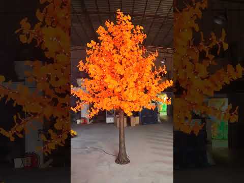 RGBW LED High Simulation Ginkgo Tree Light, Straight-Pole Conical Design, Height 3m / 9.8ft