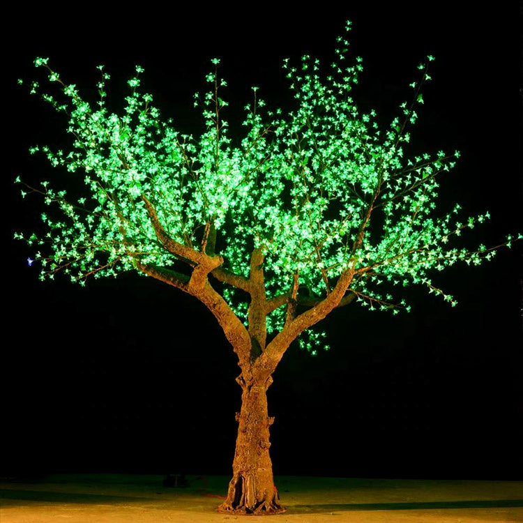 Green RGBW LED cherry blossom tree light, 3.5m IP65 outdoor decorative tree for plaza, mall, hotel and wedding lighting