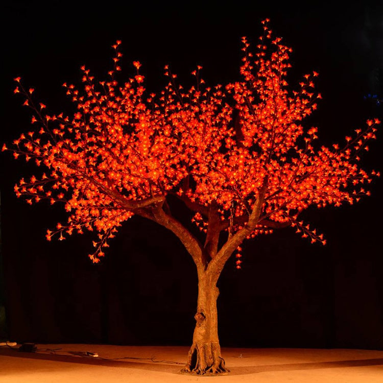 Red RGBW LED cherry blossom tree light, 3.5m outdoor IP65 decorative artificial tree for events and commercial displays