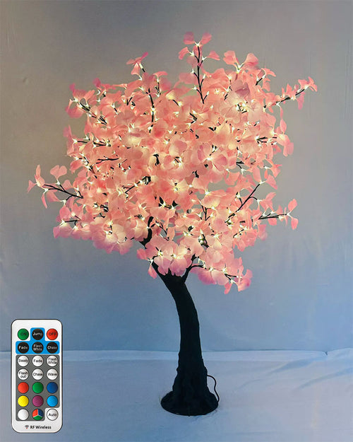 2m RGBW LED ginkgo tree light with pink color effect and remote control