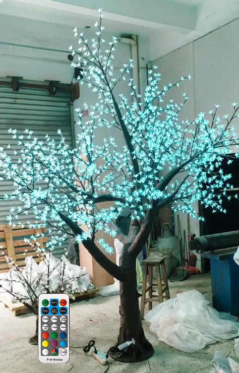 2.8m RGBW LED high simulation cherry blossom tree light with remote control color changing effect