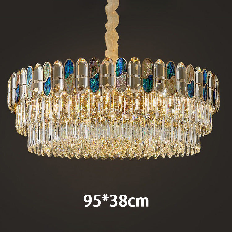 Round blue abalone glass crystal chandelier size D95 H38 cm