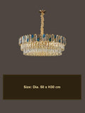 Round blue abalone glass crystal chandelier size D50 H30 cm