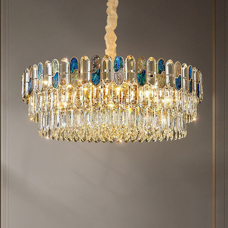 Round blue abalone glass crystal chandelier product view
