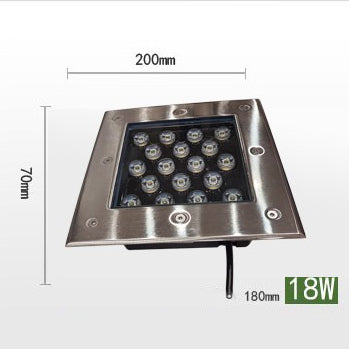 18W square LED underground light size 200x180x70mm