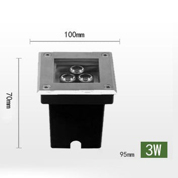 3W square LED underground light size 100x95x70mm