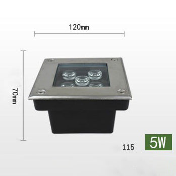 5W square LED underground light size 120x115x70mm