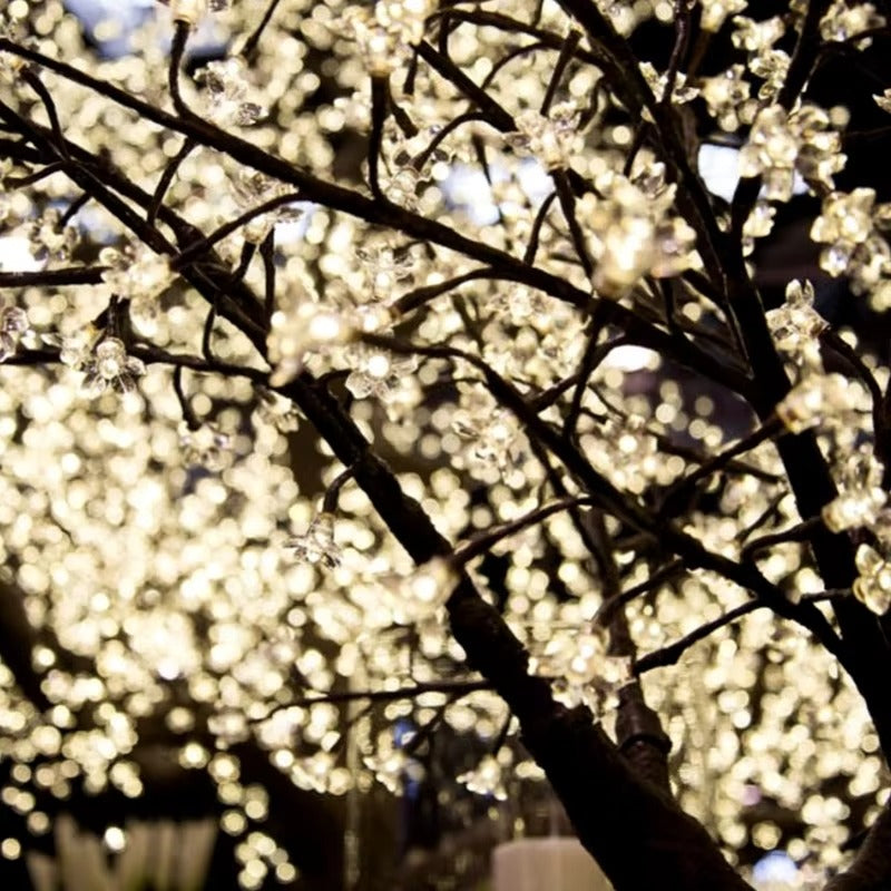 Warm white cherry blossom LED flower close-up for super high simulation tree light
