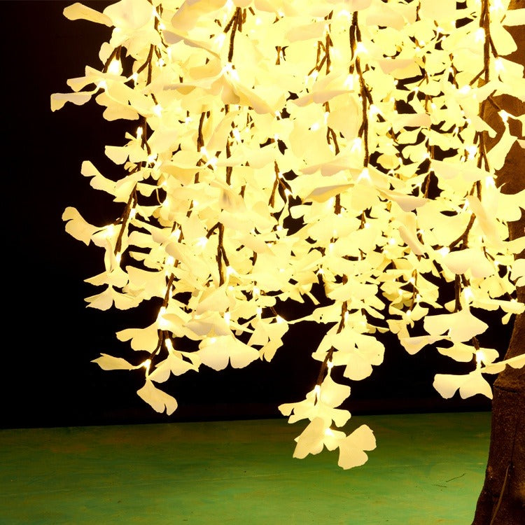 Warm white ginkgo leaf detail for RGBW LED weeping willow tree light with app control