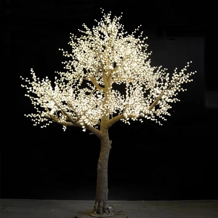 Warm white LED cherry blossom tree commercial night display for plaza and hotel decoration