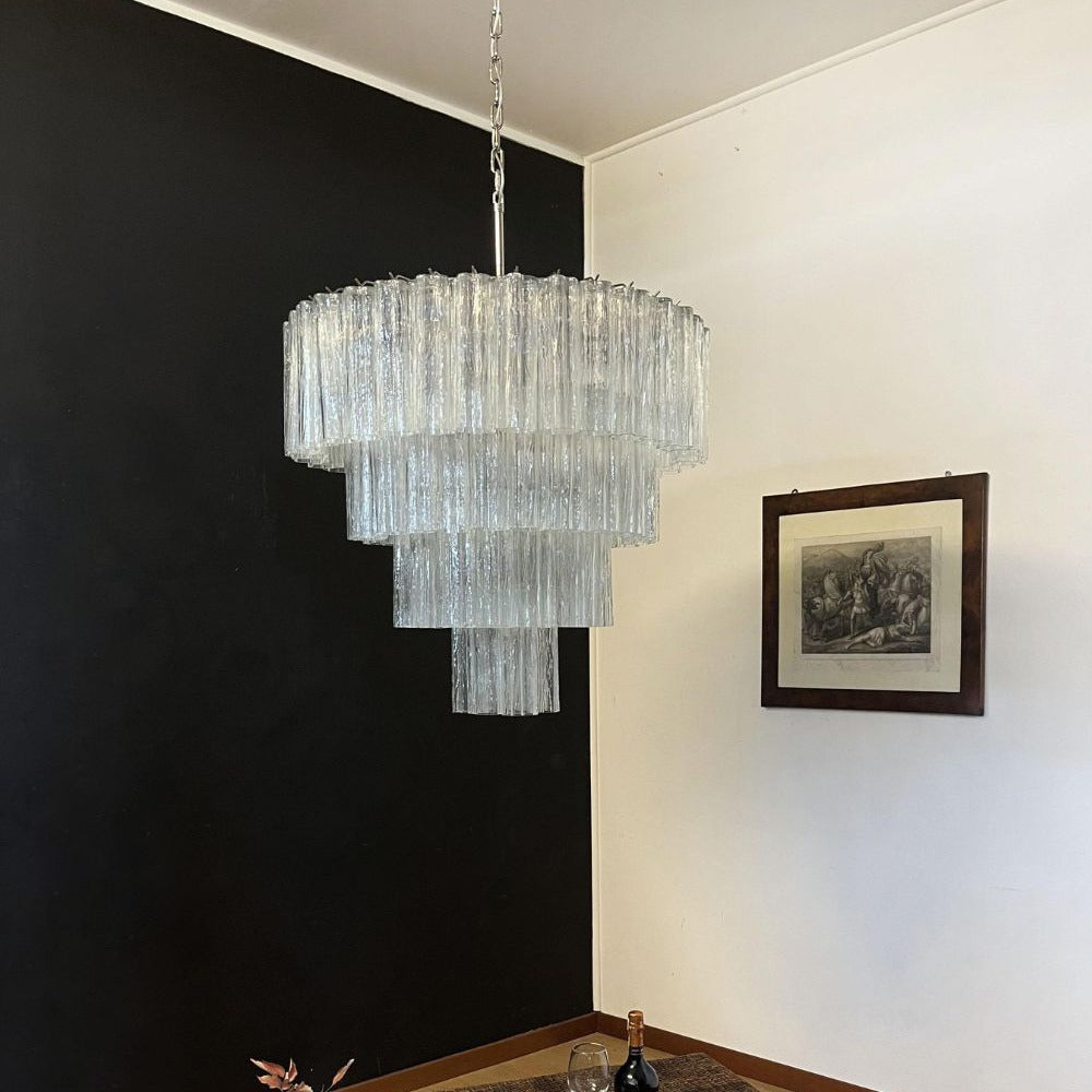 Vintage murano star tube glass chandelier white