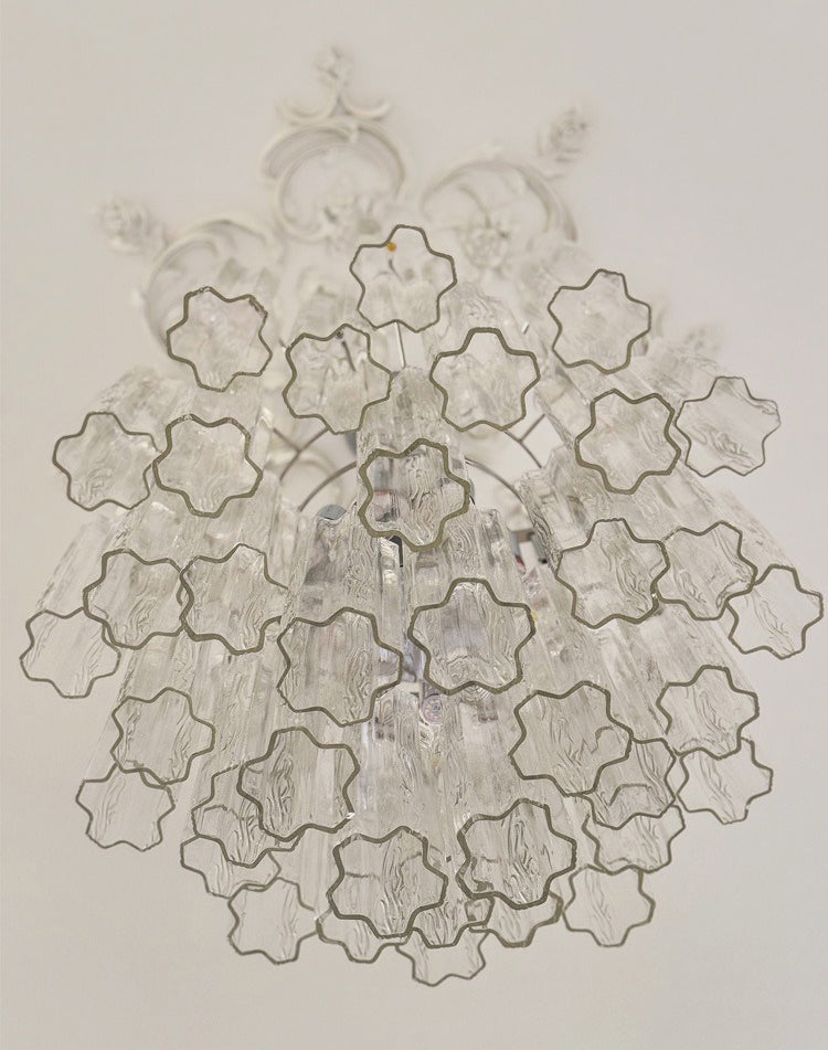 Vintage murano star tube glass chandelier white