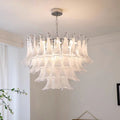 French vintage white jade glass chandelier