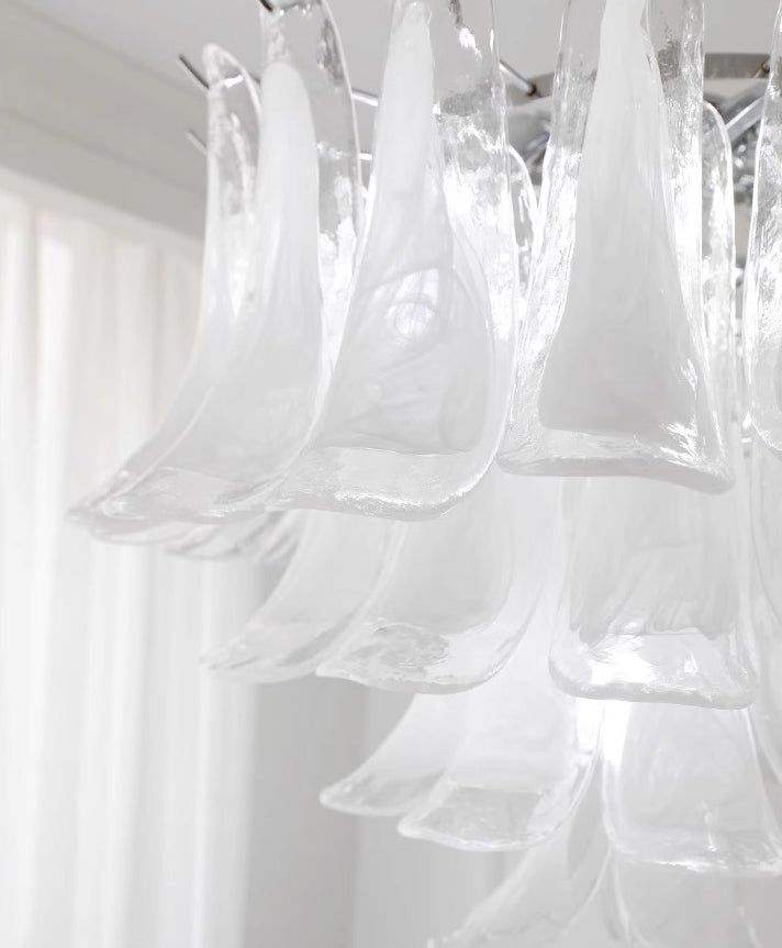 French vintage white jade glass chandelier