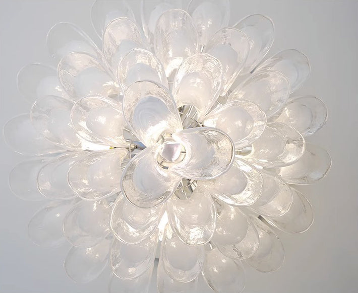 French vintage white jade glass chandelier
