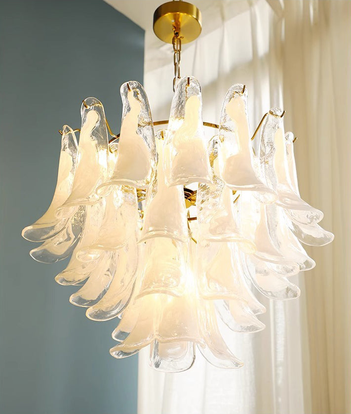 French vintage white jade glass chandelier