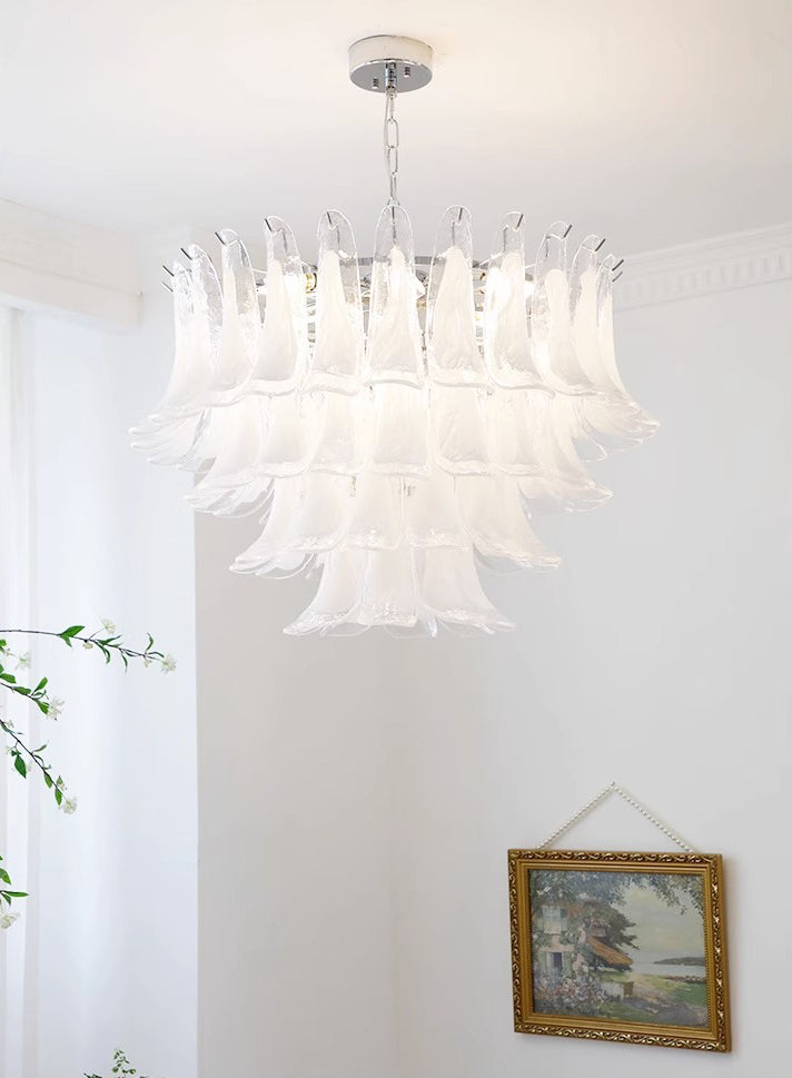 French vintage white jade glass chandelier
