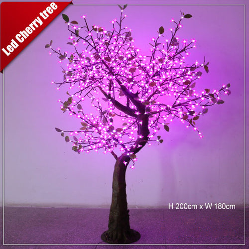 2m LED cherry blossom tree light with pink blossoms for outdoor decoration